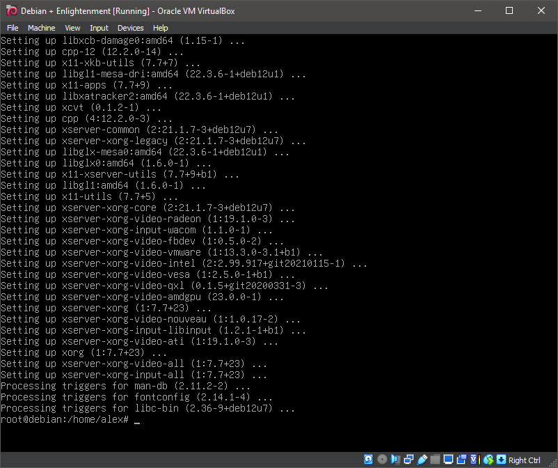 Running 'apt install xorg'